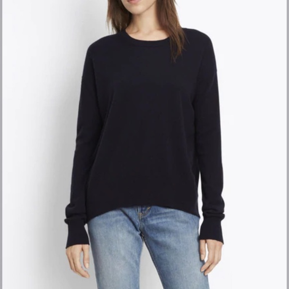 Vince women’s Cashmere Linen Boxy Crew neck knit sweater navy coastal blue - XS - Picture 3 of 13